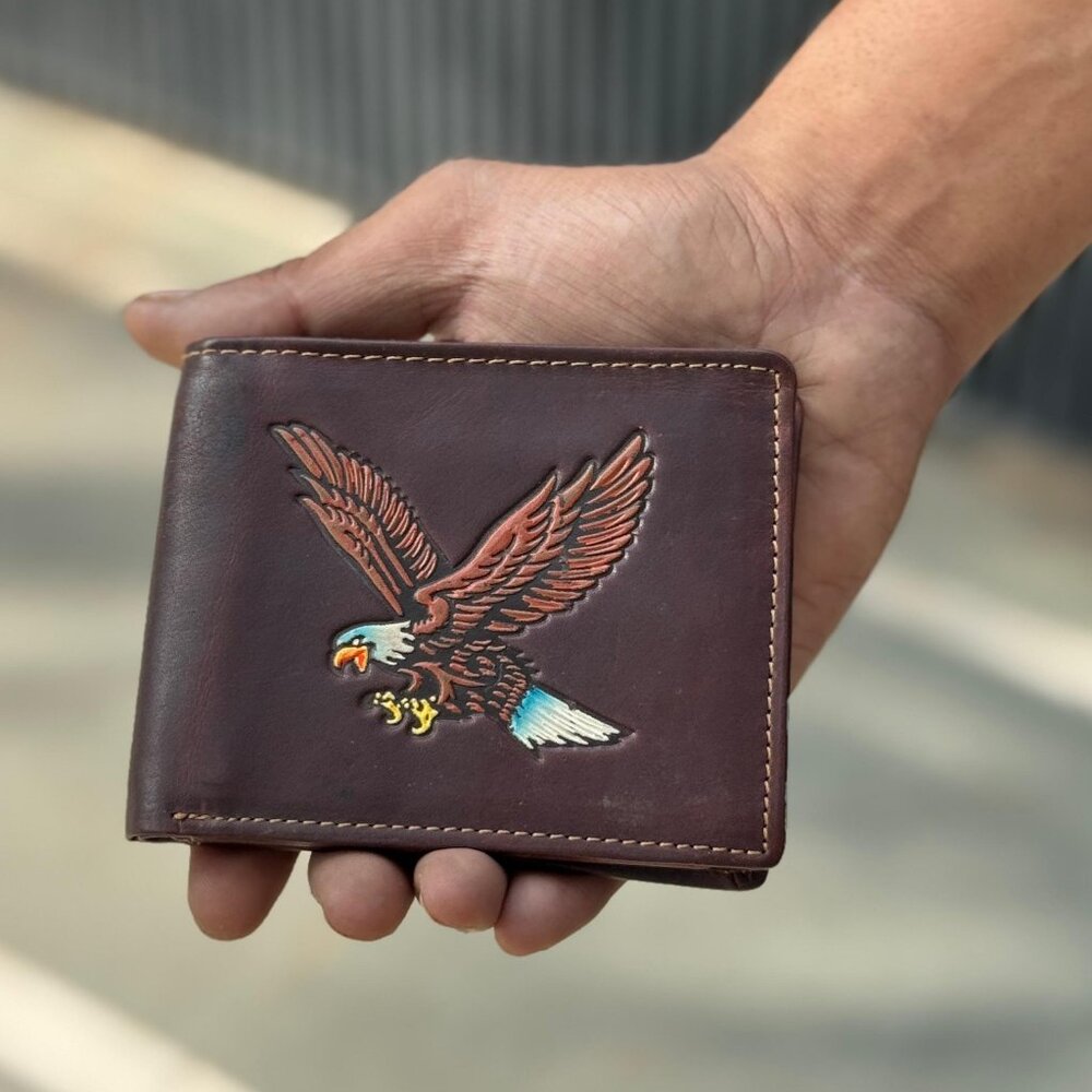 Men's Brown Wallet Hunter Leather Wallet with RFID Blocking